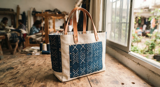 Cabas Lagune Toile Bleue